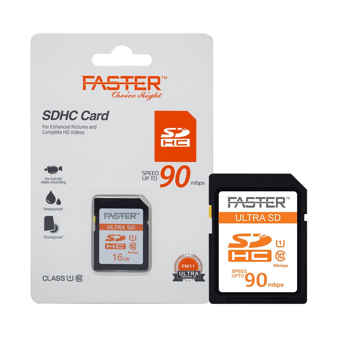 FASTER 90 mbps Class 10 SDHC Card for Enhanced Pictures and Complete HD Videos 8-128 GB