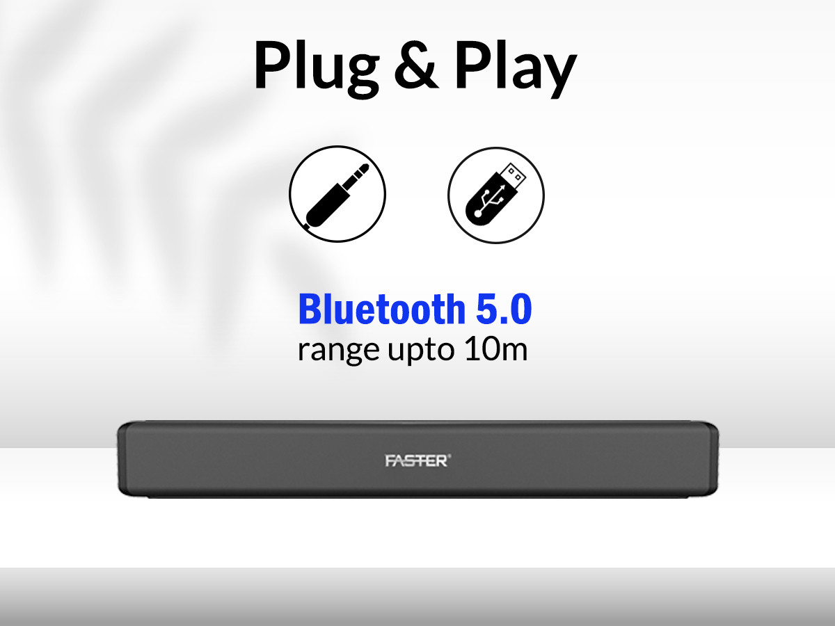 FASTER XB3000 2.0CH Bluetooth SoundBar 30w with Optical Connectivity